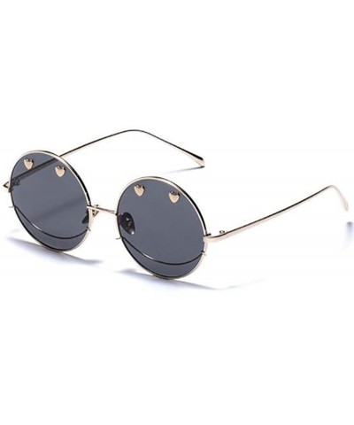 Aviator Metal round retro fashion trend sunglasses- new personality smiley couple sunglasses - C - CQ18SIWDH0A $71.94