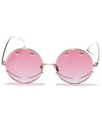 Aviator Metal round retro fashion trend sunglasses- new personality smiley couple sunglasses - C - CQ18SIWDH0A $44.85