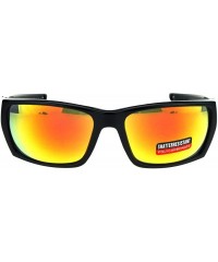 Rectangular Mens Classic Windbreaker Plastic Warp Sport Rectangular Sunglasses - Shiny Black Orange - CG17XMNCAGT $12.87