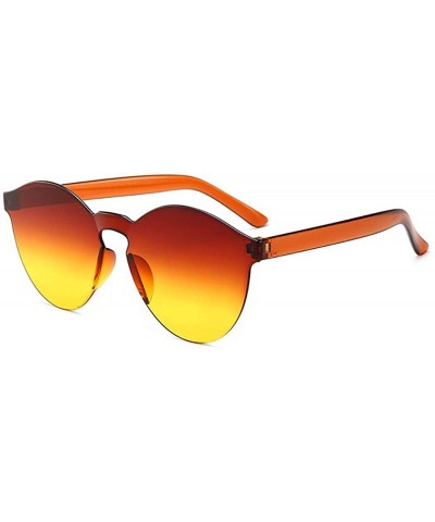 Round Unisex Fashion Candy Colors Round Sunglasses Outdoor UV Protection Sunglasses - Orange Yellow - C0190QACDYK $31.12
