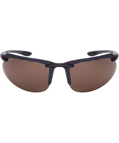 Wrap Men's Wraparound Flash Mirror Lens Sunglasses 570053-FM - Clear Brown - C3125WEC4KJ $9.48