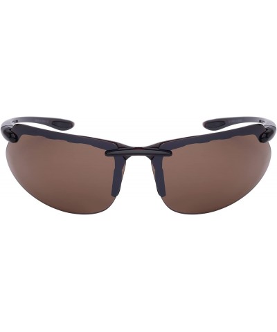 Wrap Men's Wraparound Flash Mirror Lens Sunglasses 570053-FM - Clear Brown - C3125WEC4KJ $9.48