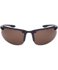Wrap Men's Wraparound Flash Mirror Lens Sunglasses 570053-FM - Clear Brown - C3125WEC4KJ $9.48
