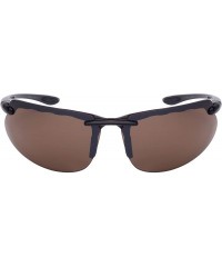 Wrap Men's Wraparound Flash Mirror Lens Sunglasses 570053-FM - Clear Brown - C3125WEC4KJ $9.48