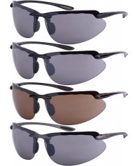 Wrap Men's Wraparound Flash Mirror Lens Sunglasses 570053-FM - Clear Brown - C3125WEC4KJ $9.48