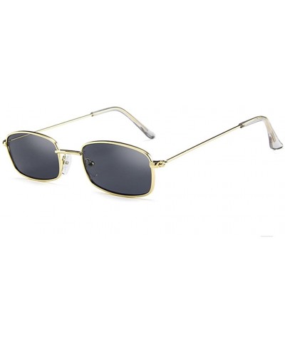 Oval Small Metal Frame Square Sunglasses Non Polarized Lens - Gold/Smoke - CJ18EGKKD6G $19.68