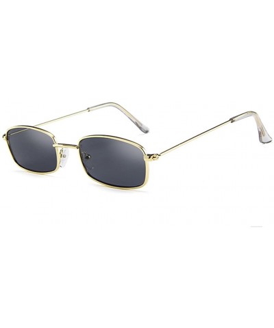 Oval Small Metal Frame Square Sunglasses Non Polarized Lens - Gold/Smoke - CJ18EGKKD6G $8.40