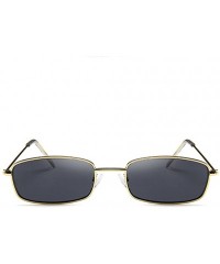 Oval Small Metal Frame Square Sunglasses Non Polarized Lens - Gold/Smoke - CJ18EGKKD6G $8.40