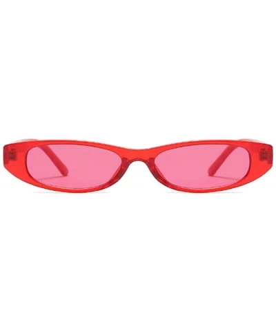 Goggle Vintage Small Sunglasses Fashion Narrow Oval Frame eyewea for neutral - Red - CZ18DTQIDZ3 $9.00