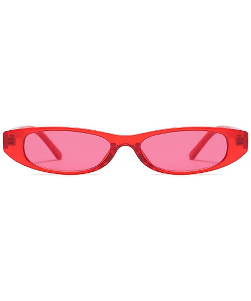 Goggle Vintage Small Sunglasses Fashion Narrow Oval Frame eyewea for neutral - Red - CZ18DTQIDZ3 $9.00