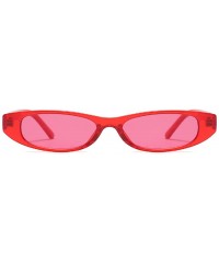 Goggle Vintage Small Sunglasses Fashion Narrow Oval Frame eyewea for neutral - Red - CZ18DTQIDZ3 $9.00