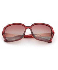 Oversized Oversized Polarized Sunglasses for Women-Classic Stylish Diamond Design Big Shades UV Protection 8079 - Red - CT198...