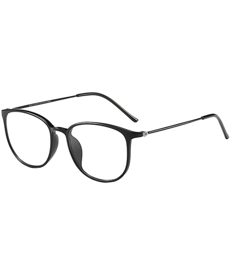 Round Unisex Fashion Myopia Glasses Equipped with Myopia Ultralight Radiation - Bright Black - C11978NDO7Z $25.66