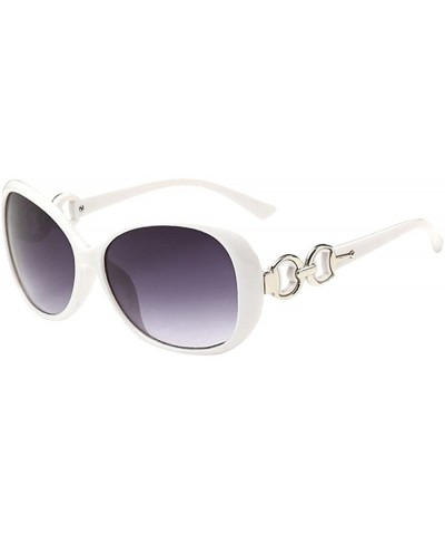 Rimless Fashion Vintage Round Sunglasses for Women Men Classic Retro Designer Style-Double Ring Decoration Shades - D - C1197...