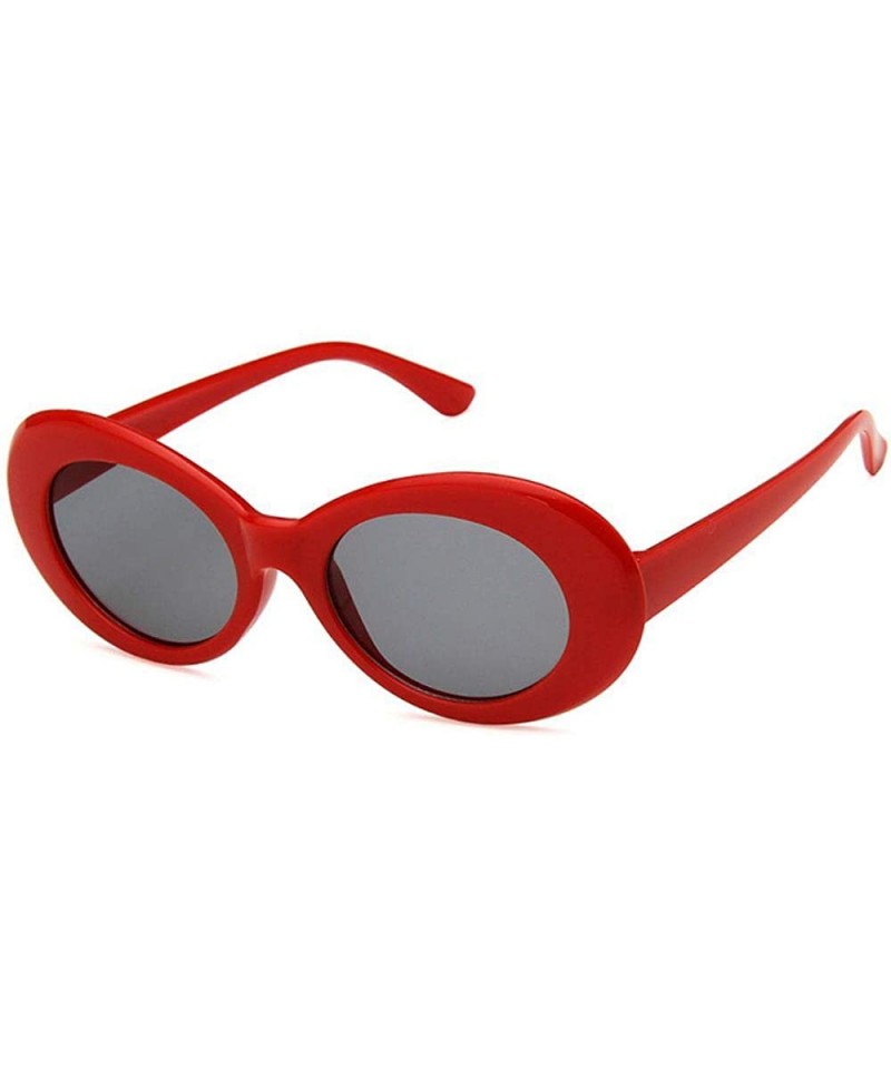 Cat Eye Women Fashion Oval Cat Eye Sunglasses with Case UV400 Protection Beach - Red Frame/Grey Lens - CO18WQ3RZ29 $10.68