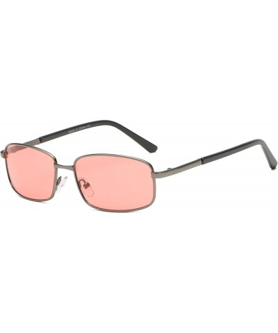 Goggle Small Premium Classic Metal Rectangular Fashion UV Protection for Women and Men Sunglasses - Pink - CI18WSENTNY $18.51