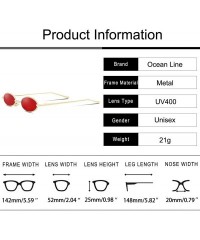 Oval Vintage Slender Oval Sunglasses Small Metal Frame Gothic Glasses - Gold Red - CH18ORQQ9E7 $11.75
