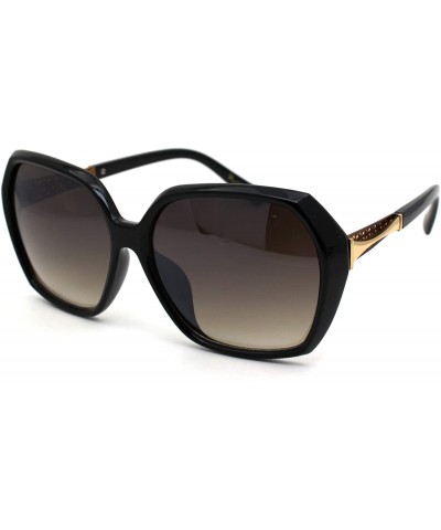 Butterfly Womens Chic Butterfly Designer Fashion Plastic Sunglasses - Black Gold Brown - CV18WNUYX4X $24.27