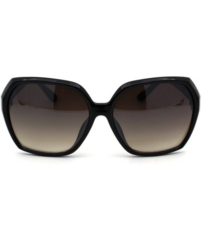 Butterfly Womens Chic Butterfly Designer Fashion Plastic Sunglasses - Black Gold Brown - CV18WNUYX4X $11.18