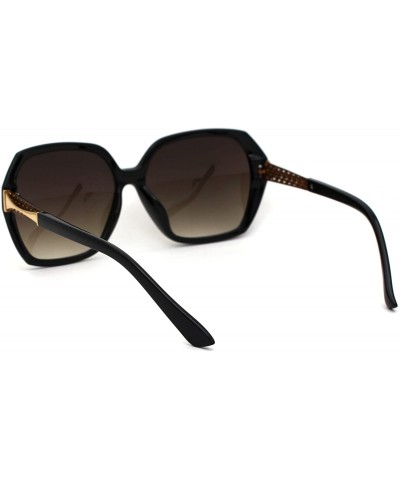 Butterfly Womens Chic Butterfly Designer Fashion Plastic Sunglasses - Black Gold Brown - CV18WNUYX4X $11.18