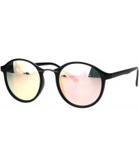 Round Mens Round Thin Plastic Retro Horn Rim Color Mirror Lens Sunglasses - Black Pink - C817YSQWQAW $12.40