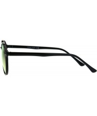 Round Mens Round Thin Plastic Retro Horn Rim Color Mirror Lens Sunglasses - Black Pink - C817YSQWQAW $12.40