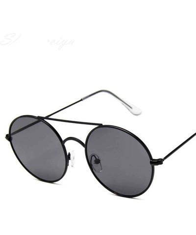 Aviator Sunglasses Women Vintage Round Ocean Color Lens Mirror Sunglasses Black Black - Purple Purple - CL18Y2OKAYC $7.36