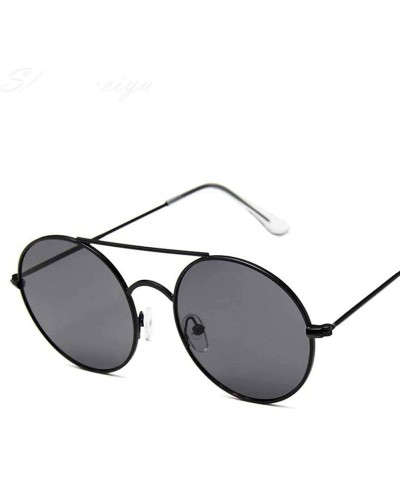 Aviator Sunglasses Women Vintage Round Ocean Color Lens Mirror Sunglasses Black Black - Purple Purple - CL18Y2OKAYC $7.36