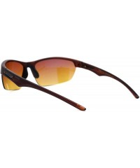 Sport Mens Amber HD Lens Baseball Half Rim Warp Sunglasses - All Brown - CU197EGWOYR $15.50