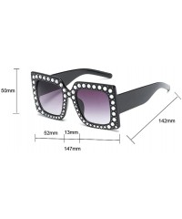 Oversized Rhinestone Sunglasses Women Big Square Sun Glasses for Women Luxury Accessories - Pink - CN18DTNKT9N $19.42