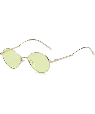 Round Women Retro Vintage Metal Oval Round Fashion Sunglasses - Green - CF18WQ6XL4K $38.10