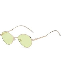 Round Women Retro Vintage Metal Oval Round Fashion Sunglasses - Green - CF18WQ6XL4K $18.55