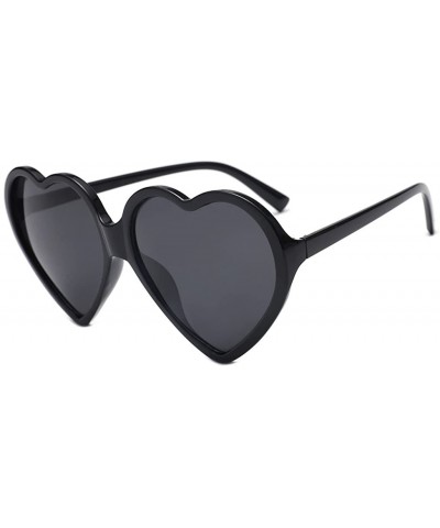 Sport Women Fashion Unisex Heart-shaped Shades Sunglasses Integrated UV Glasses - Black - C6193XIDD8Z $17.58