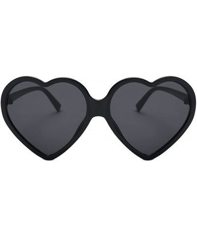 Sport Women Fashion Unisex Heart-shaped Shades Sunglasses Integrated UV Glasses - Black - C6193XIDD8Z $10.69