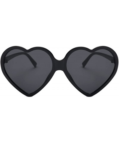 Sport Women Fashion Unisex Heart-shaped Shades Sunglasses Integrated UV Glasses - Black - C6193XIDD8Z $10.69