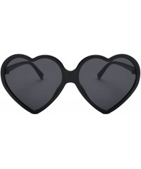 Sport Women Fashion Unisex Heart-shaped Shades Sunglasses Integrated UV Glasses - Black - C6193XIDD8Z $10.69
