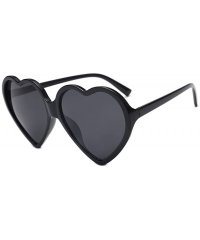 Sport Women Fashion Unisex Heart-shaped Shades Sunglasses Integrated UV Glasses - Black - C6193XIDD8Z $10.69