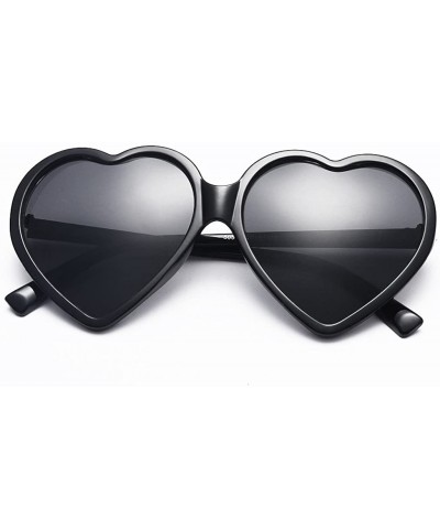 Sport Women Fashion Unisex Heart-shaped Shades Sunglasses Integrated UV Glasses - Black - C6193XIDD8Z $10.69