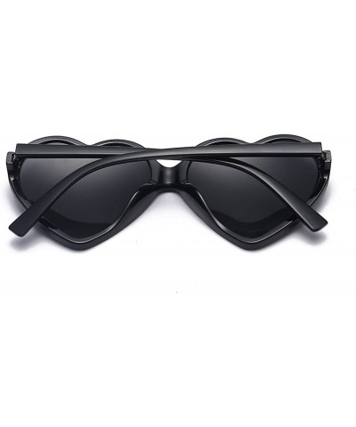 Sport Women Fashion Unisex Heart-shaped Shades Sunglasses Integrated UV Glasses - Black - C6193XIDD8Z $10.69