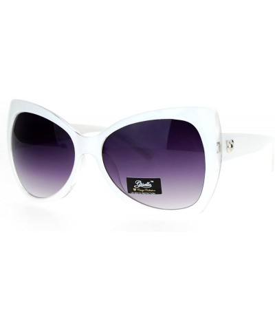 Shield Unique Oversized Cat Eye Hybrid Butterfly Sunglasses - White - C412GOB6I5V $11.03