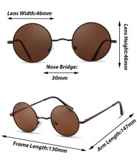 Round Retro Round Polarized Sunglasses for Men Women Small Lens Metal Frame - Brown - CN18Z2MI33D $9.86
