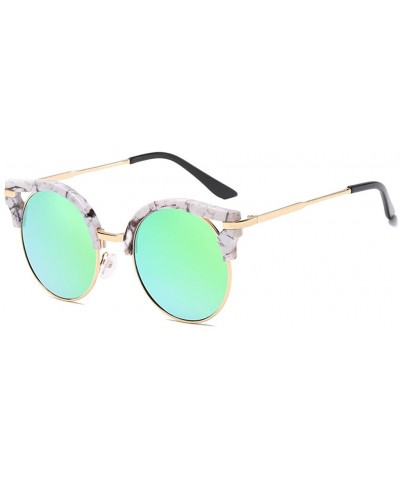Round Womens Metal Frame Oversize Round Cat Eye Sunglasses - Color - CZ182MTH32I $25.35