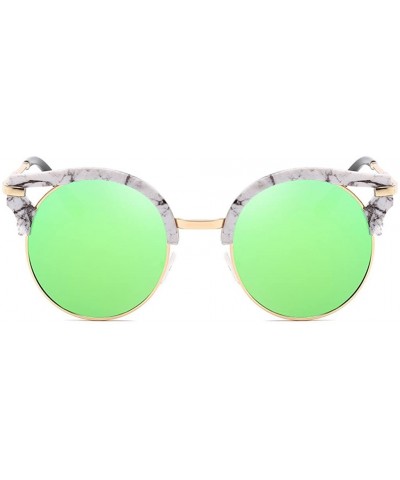 Round Womens Metal Frame Oversize Round Cat Eye Sunglasses - Color - CZ182MTH32I $12.15