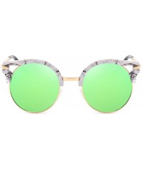 Round Womens Metal Frame Oversize Round Cat Eye Sunglasses - Color - CZ182MTH32I $12.15