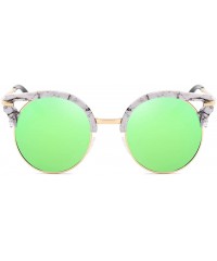 Round Womens Metal Frame Oversize Round Cat Eye Sunglasses - Color - CZ182MTH32I $12.15