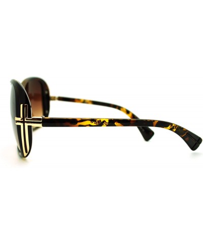 Butterfly Womens Cross Emblem Vogue Chic Fashion Plastic Butterfly Diva Sunglasses - Tortoise - C411J4NJ7WN $7.64