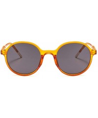 Round Women Fashion Eyewear Round Beach 21SUNglasses with Case UV400 Protection - Transparent Orange Frame/Grey Lens - CS18WQ...