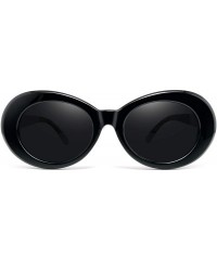 Oval Polarized Sunglasses for Women Men - Retro Clout Sun Glasses with Oval Thick Frame - Black+black - CY199UNA4QC $18.49