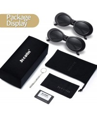 Oval Polarized Sunglasses for Women Men - Retro Clout Sun Glasses with Oval Thick Frame - Black+black - CY199UNA4QC $18.49