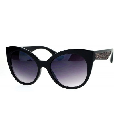 Butterfly Sunglasses Womens Round Butterfly Frame Glitter Sides UV 400 - Black - CK1848K75DM $23.43